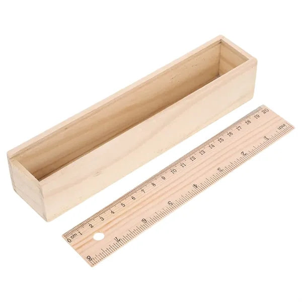 Small Wooden Pencil Case with Ruler Lid