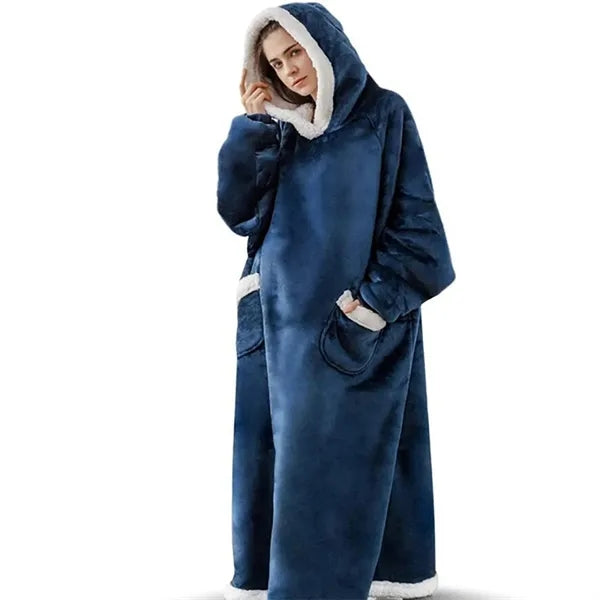 Flannel Hooded Wearable Cuddle Blanket