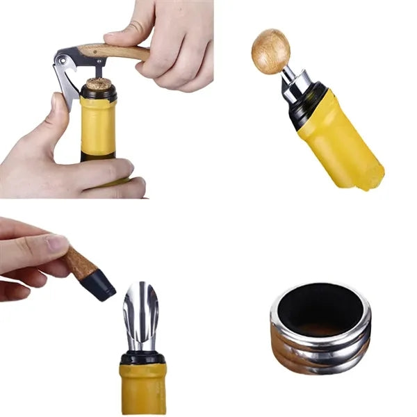 Elegant 4-Piece Bamboo Wine Tool Set with Luxury Box