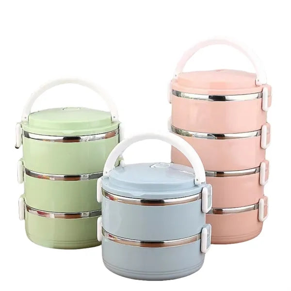4-layer Round Stainless Steel Leak-Proof Insulated Lunch Box