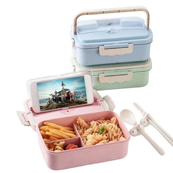 3-Compartment Lunch Box with Phone Stand