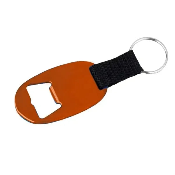 Oval Bottle Opener Keychain w/ Strap