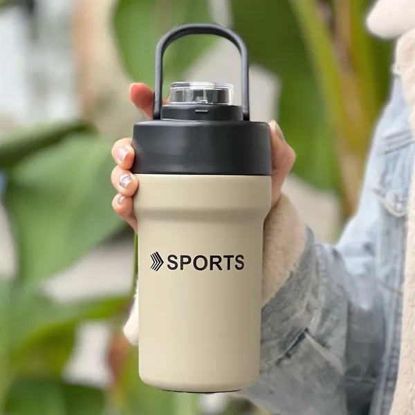 304 17 Oz Coffee Cup With Straw Outdoors