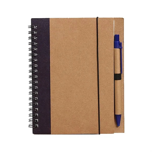 Kraft Paper Spiral Notebook with Elastic Band and Pen Holder