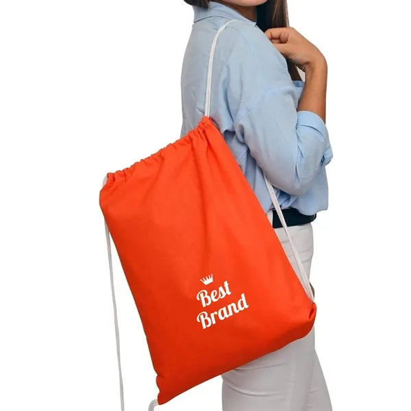 Durable Cotton Drawstring Backpack For Outdoor Activities