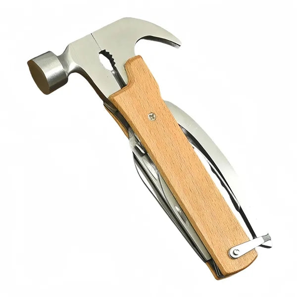Wooden Handle EDC Tool with Safety Lock Hammer and Knife