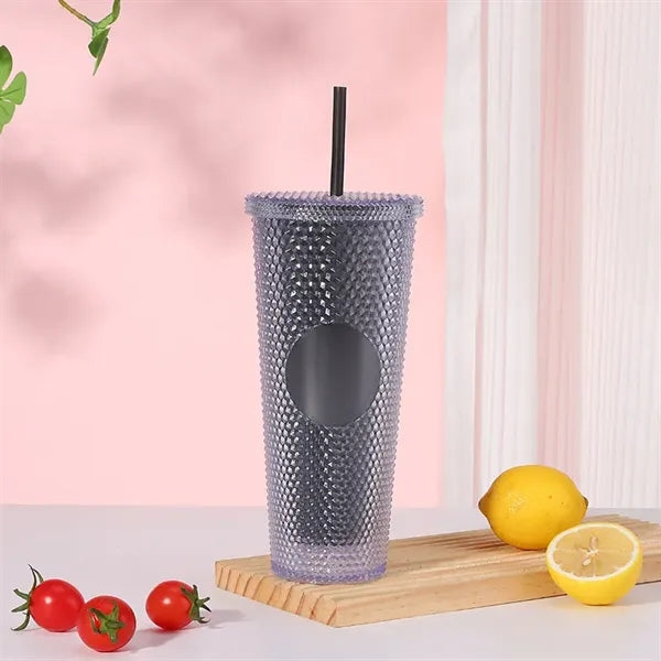 24oz Barbie Pink Plastic Durian Straw Cup