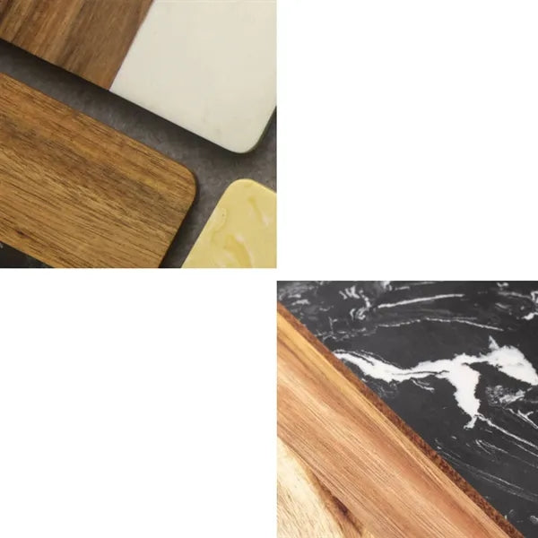 Acacia Wood & Marble Coaster
