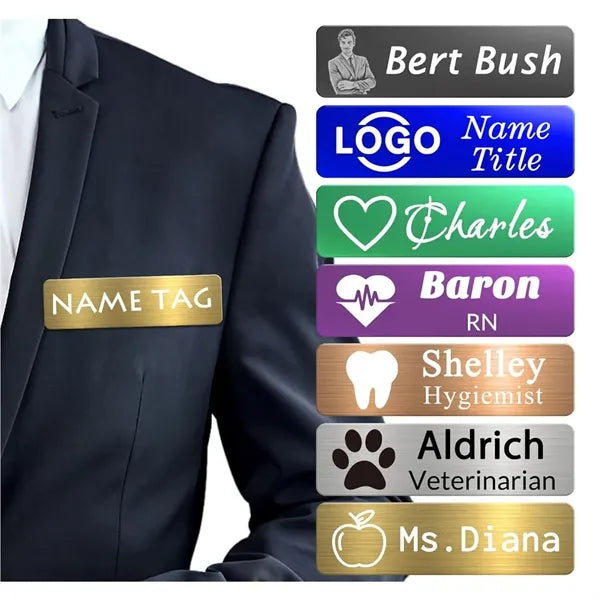 Stainless Steel Name Tag With Magnetic Backing