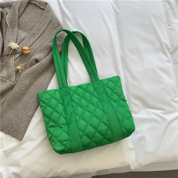Quilted Puffer Down Cotton Winter Tote Bag