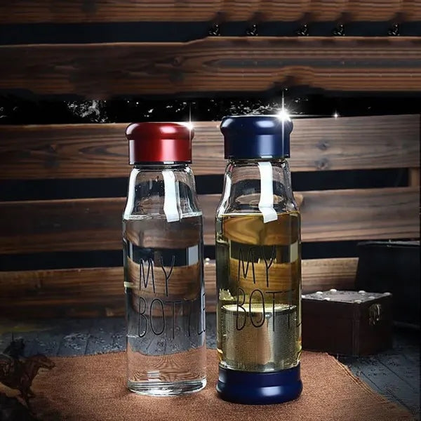 Clear Glass Water Bottles with Protection Sleeve
