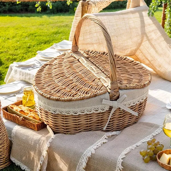Natural Willow Woven Picnic Basket