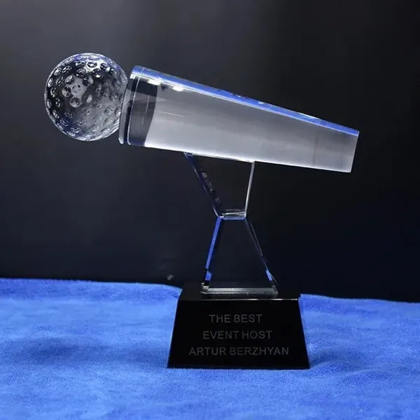 Engraved Crystal Microphone Award
