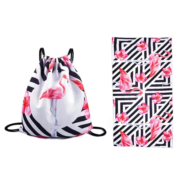Drawstring Bag with Folding Beach Towel 63" x 31.5"