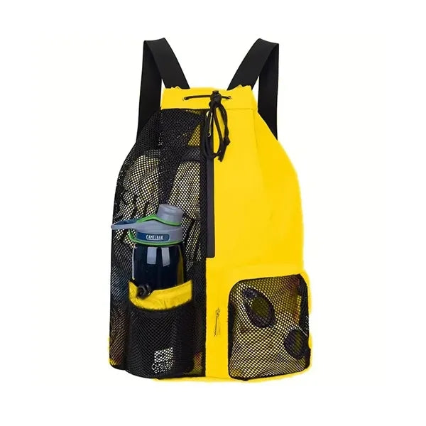 Mesh Drawstring Swimming Backpack with Waterproof Wet Pocket