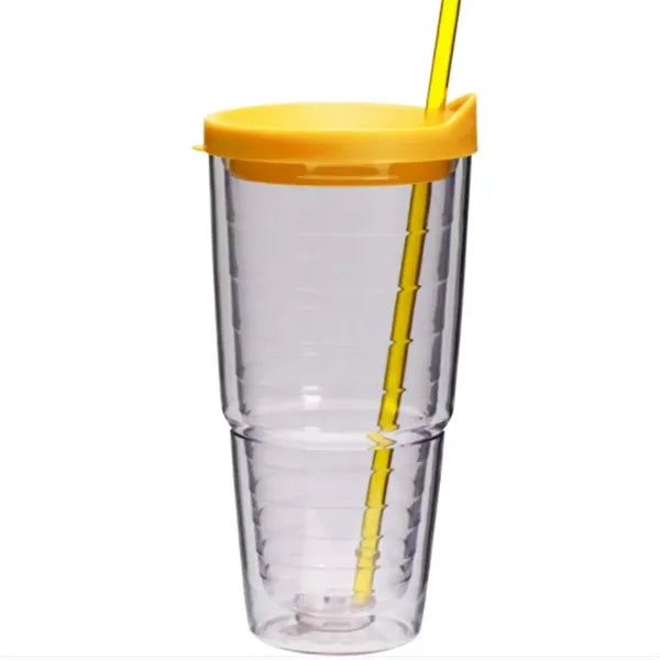 24 Oz. BPA-Free Double Wall Tumbler with Straw Lid