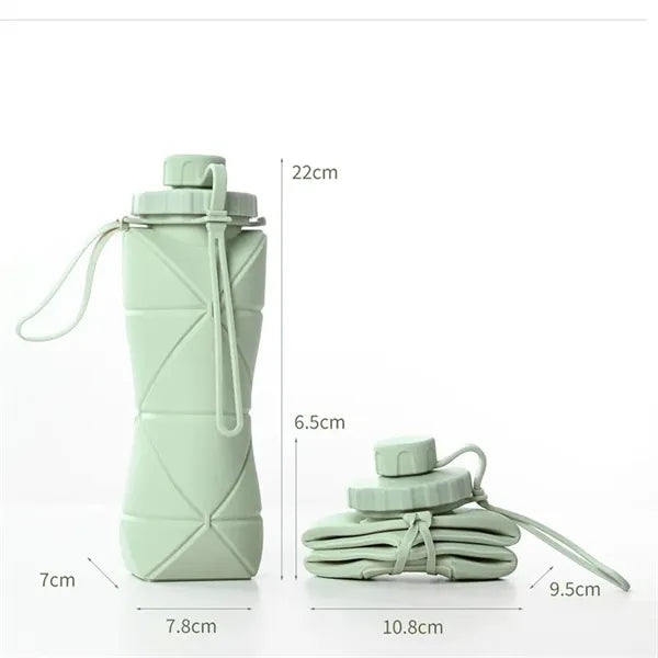 Silicone Foldable Collapsible Water Bottle BPAFree with Clip