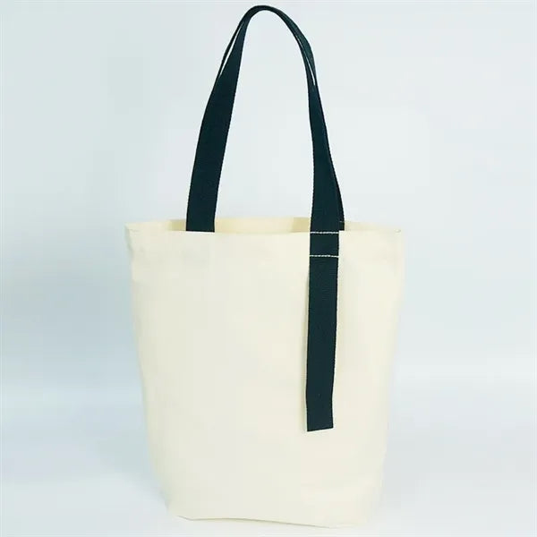 Cotton Canvas Tote Bag w/Color Handle