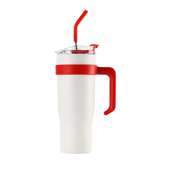 40oz Stainless Steel Tumbler w/Handle and Spill-Proof Lid