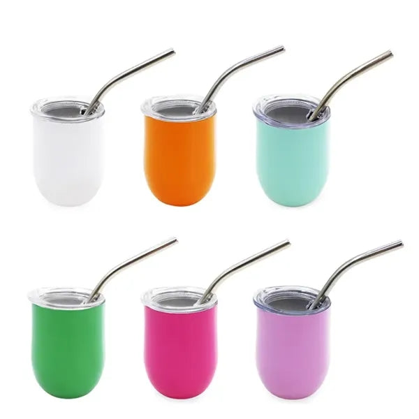 3oz Tumbler Mug Shot Glass Set of 6 with Lid and Straw