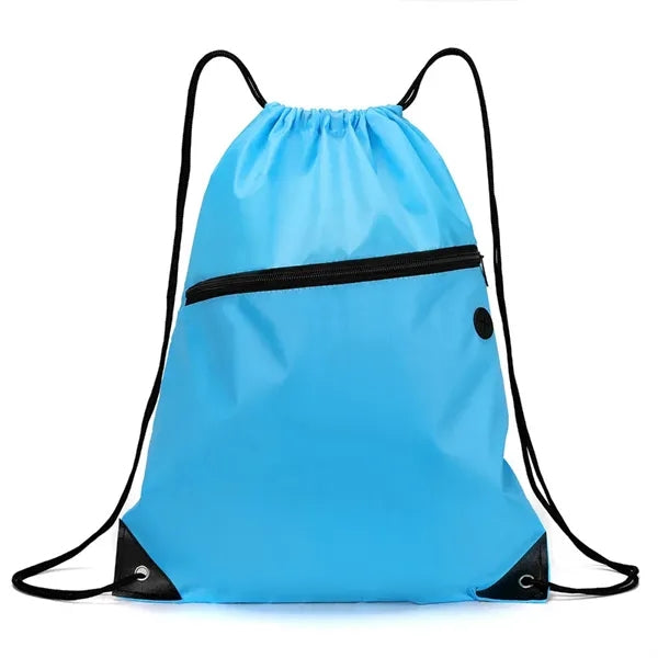 Drawstring Backpack With Front Zipper Pocket