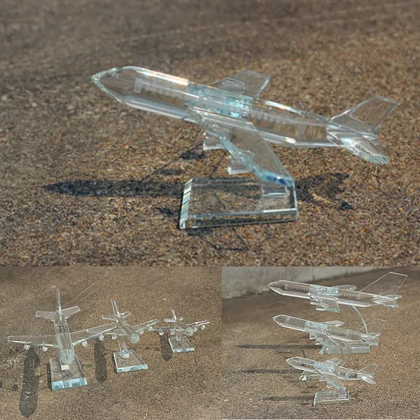 Small Size Crystal Glass Plane Airplane Model
