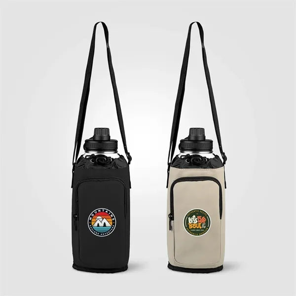Malmo Recycled PU Zipper Pocket Bottle Bag - Silkscreen