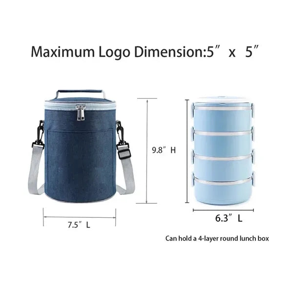 Oxford cloth round insulated cooler bag