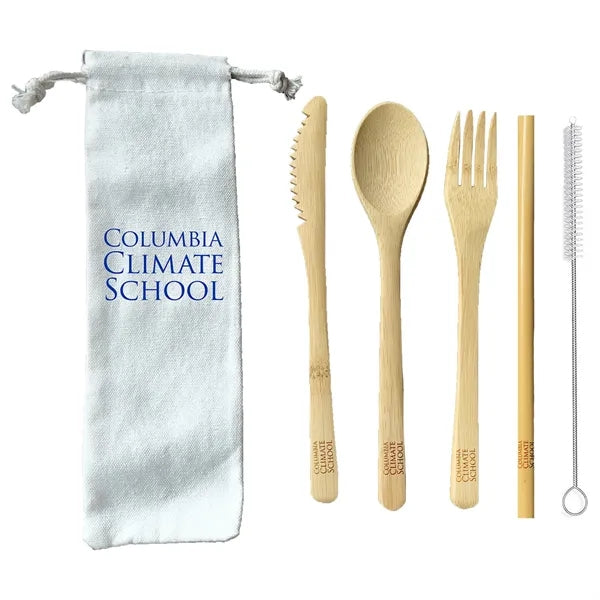 Bamboo Cutlery Set with Canvas Pouch
