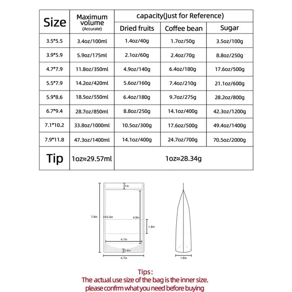 Resealable Kraft Food Bags with Window, Multiple Sizes