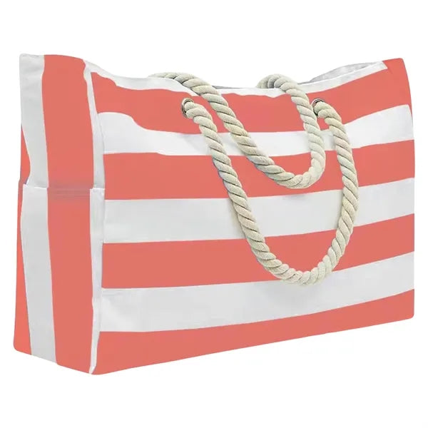 Large Striped Waterproof Beach Tote Bag
