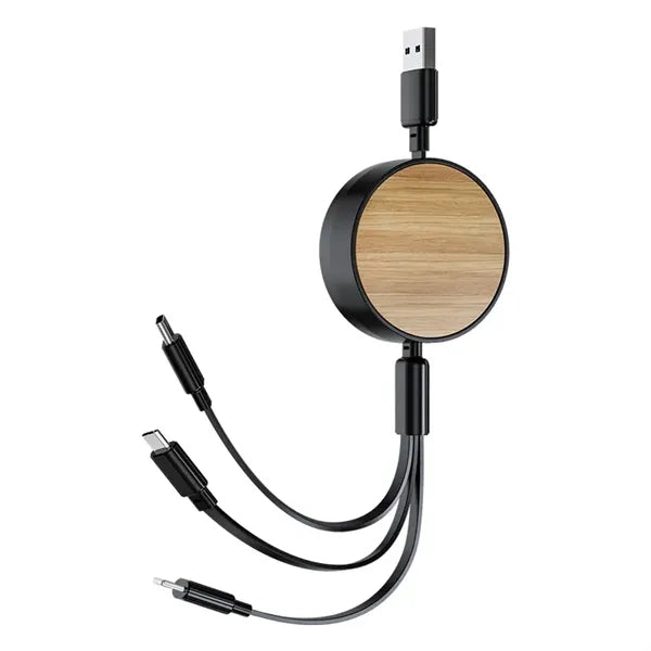 Bamboo Retractable Charging Cable