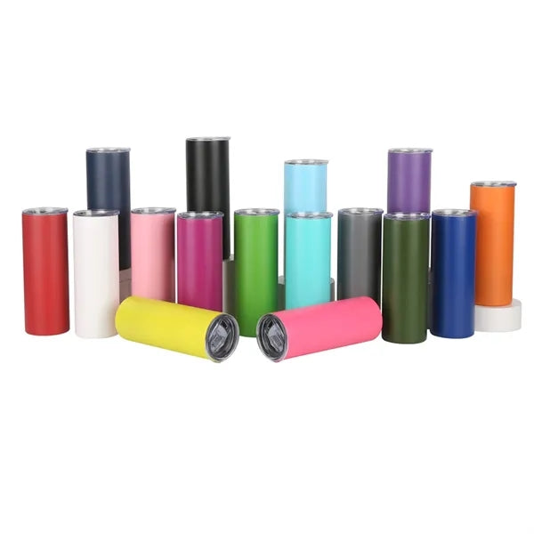 20oz Stainless Steel Straight Slim Thin Skinny Tumbler w/ S