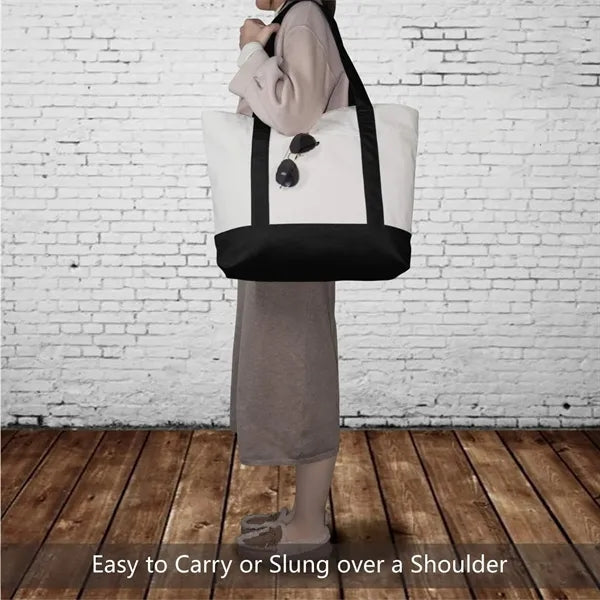 Stylish Canvas Tote Bag w/ External Pocket