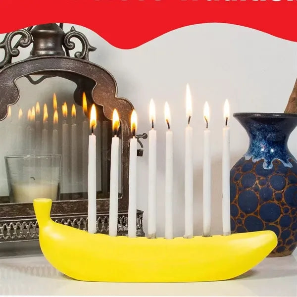 Fun Hanukkah Chanukah Banana Shaped Candle Holder