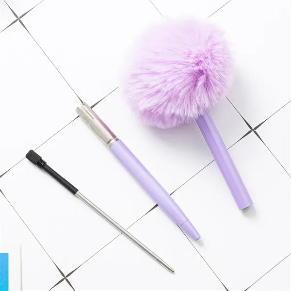 Cute Fluffy Pompom Metal Ballpoint Pen