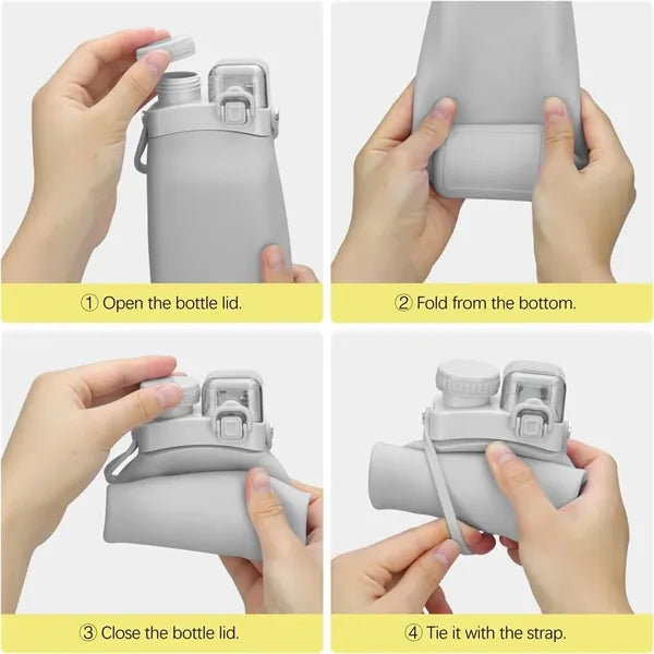 20oz Collapsible Water Bottle with Straw and Strap