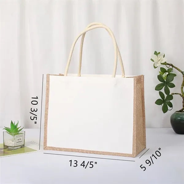 Eco-Friendly Natural Jute Shopping Tote Bag 14"x10"