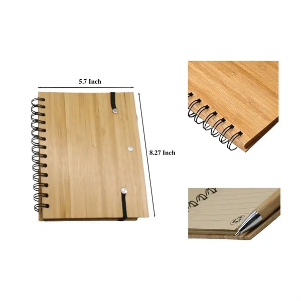 A5 Bamboo Wood Diary & Pen Set