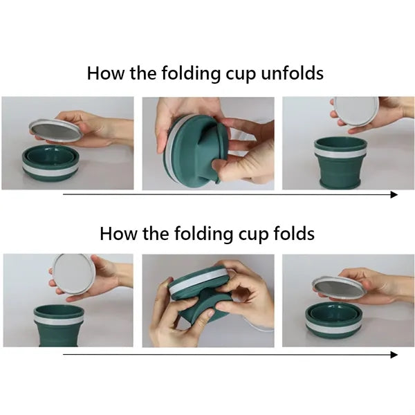 11OZ.Collapsible ater Cups Cover Sealed Travel Camping