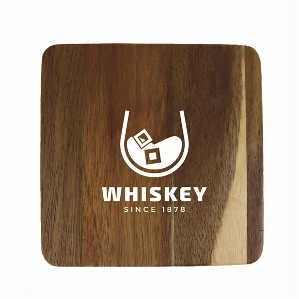 Square Wood Coaster with Bottle Opener