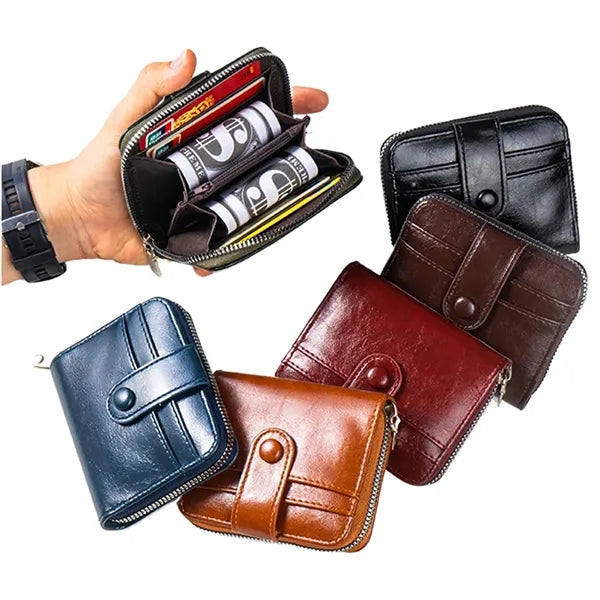 Pu Leather Wallet With Zipper