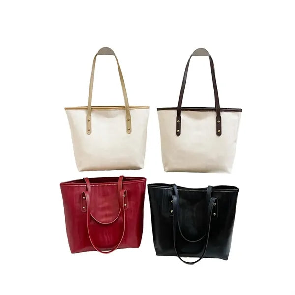 Large Capacity Simple Pu Leather Handbag