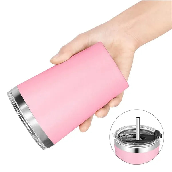 12Oz Stainless Steel Mug With Lid And Straw