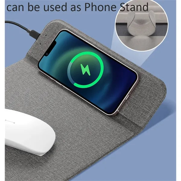 15W 2-in-1 PU Leather Magnetic Wireless Charging Mouse Pad
