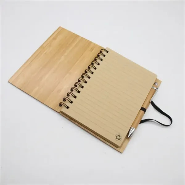 B6 Wooden Spiral Notebook w/Bamboo Pen