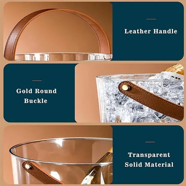 Big Clear Ice Bucket with Handle for Parties