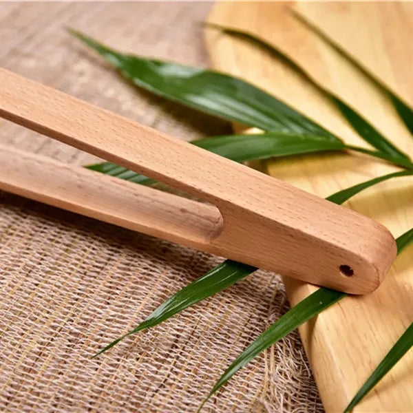 Wooden Food Tongs for Baking, BBQ, and Serving