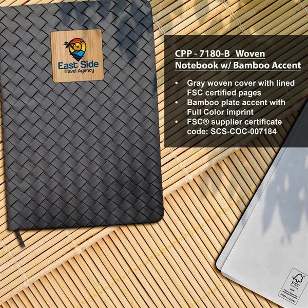 Woven Notebook with Bamboo Accent