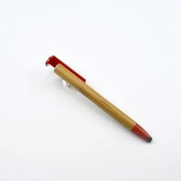 2-In-1 Eco-Friendly Bamboo Ballpoint Pen With Phone Holder